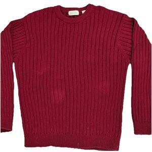 VTG St. John's Bay Ribbed Crewneck Sweater - Red Men’s XL 100% Cotton